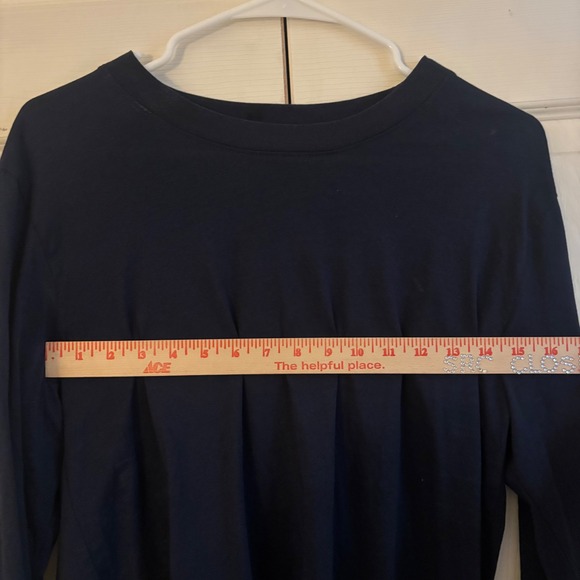 Quince Cotton Modal Relaxed Long Sleeve Tee Navy Blue Crew Neck LB48025 M - Picture 3 of 8